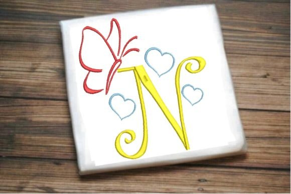 N Letter Love Butterfly Monogram