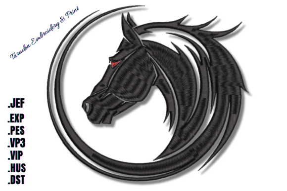 Spiral Horse Head Embroidery Design