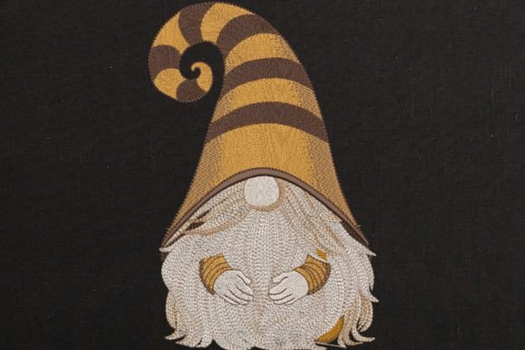 Yellow Gnome in Hat Embroidery Design